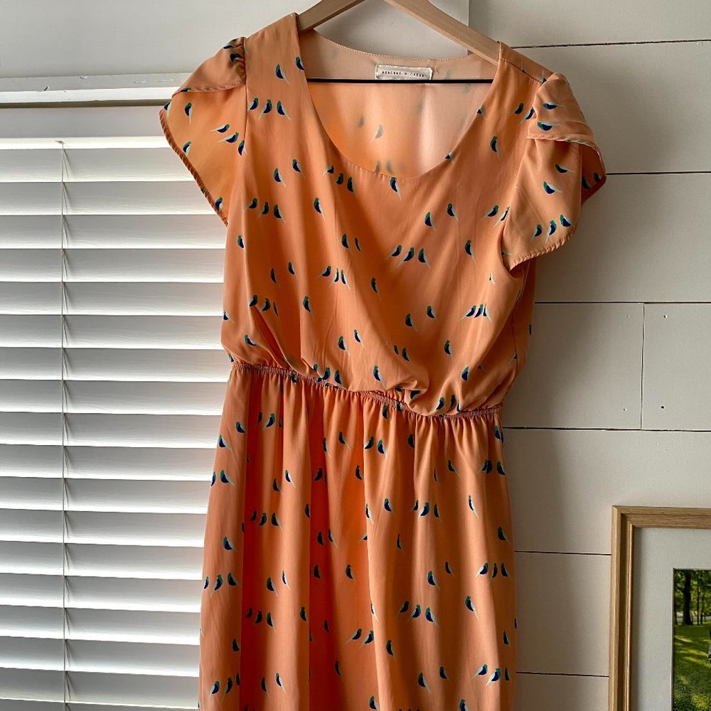 Modcloth Peach Bird Dress